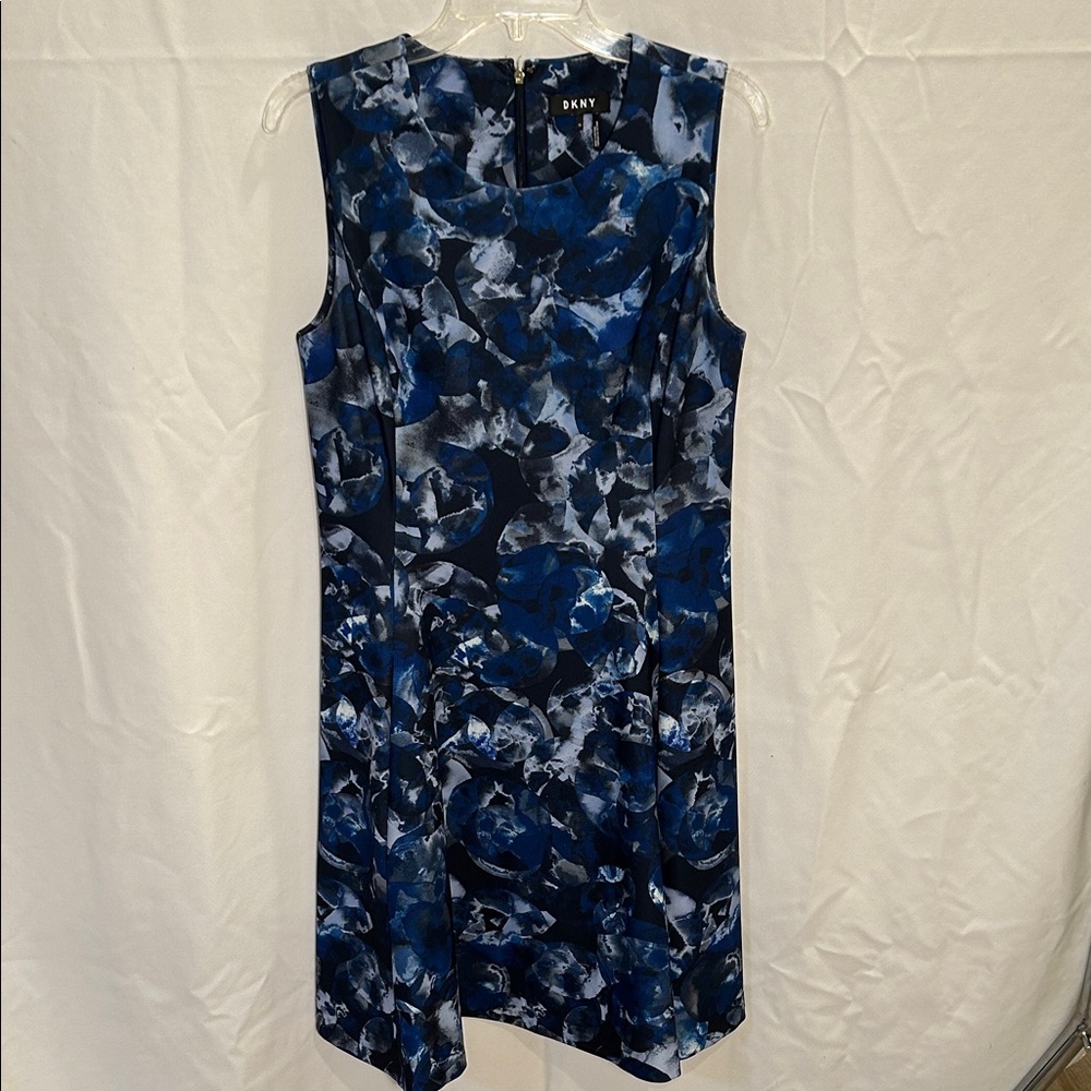 DKNY Navy and White Fit and Flare Dress Size 10